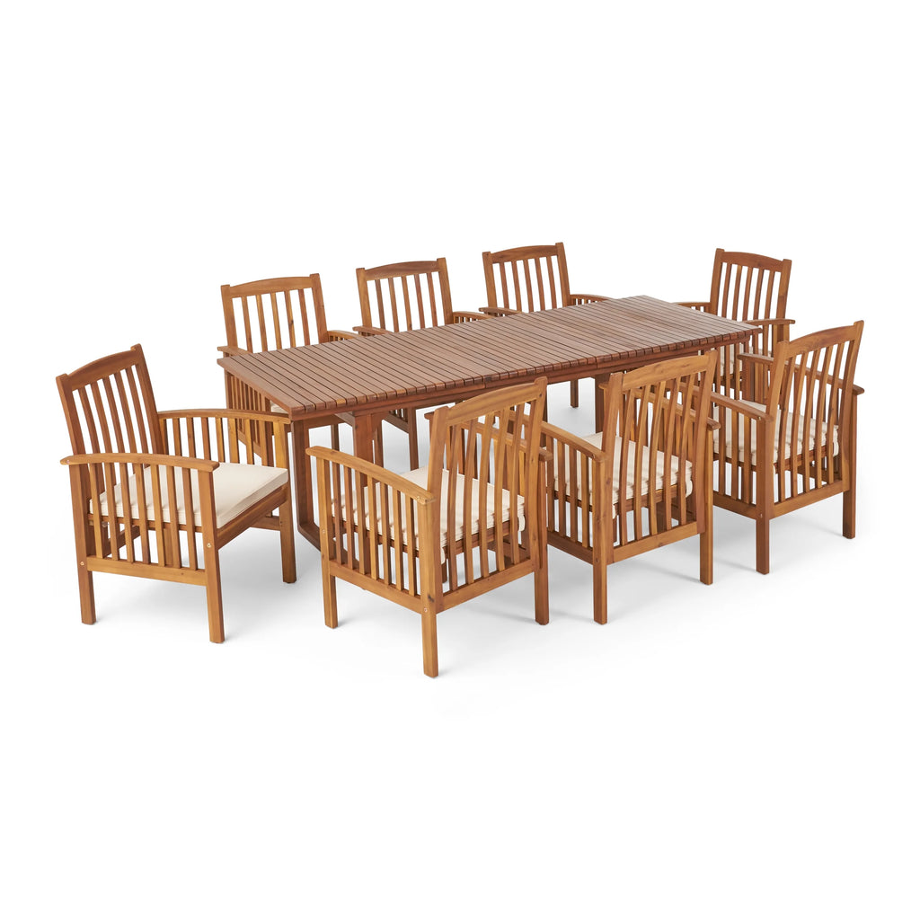 8 Seater Expandable Acacia Wood Dining Set A7842