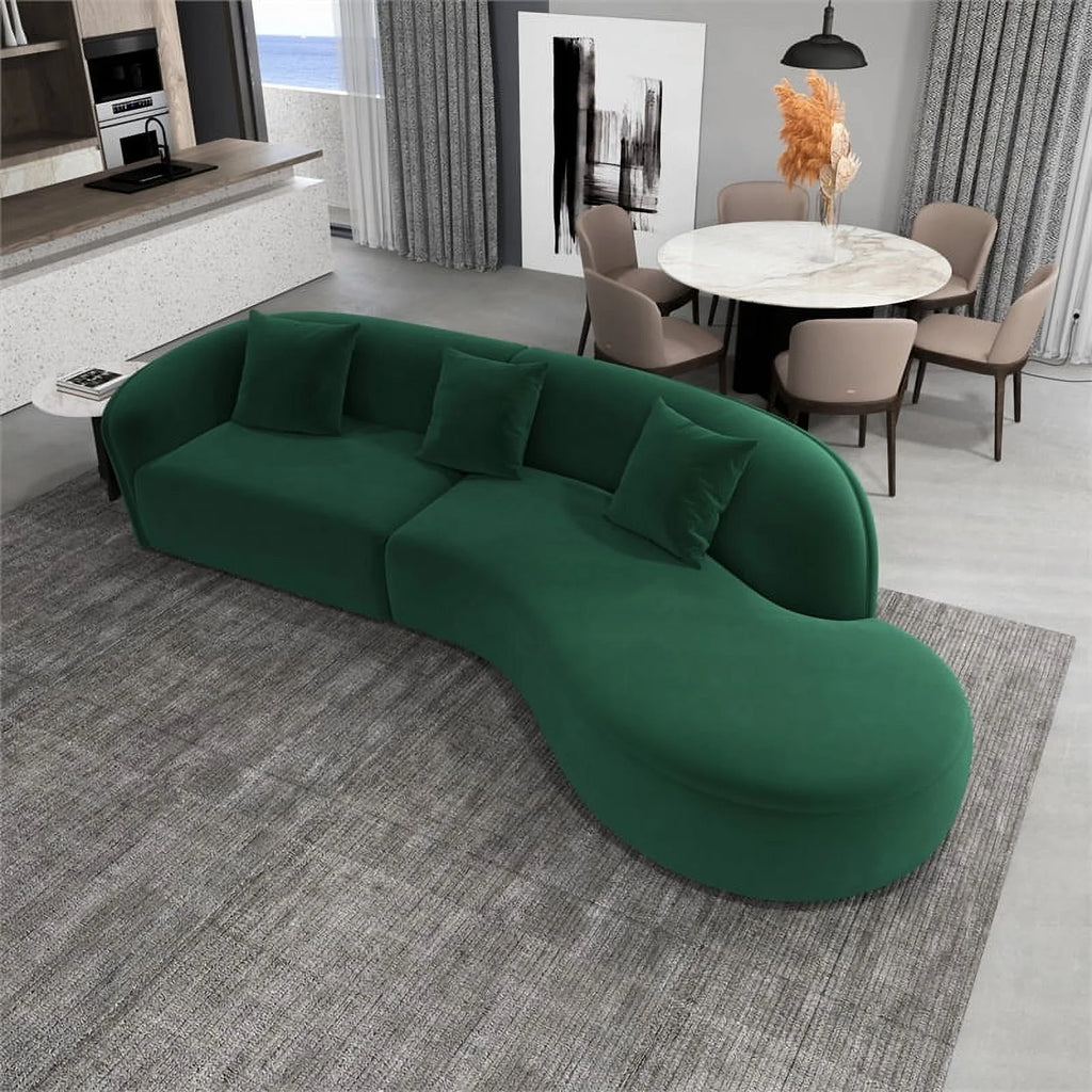 Green Velvet Curvy Couch W173