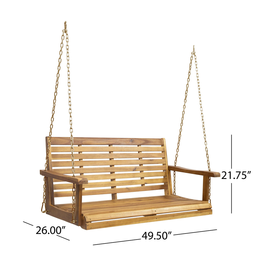 Teak Acacia Wood Outdoor Porch Swing B69158