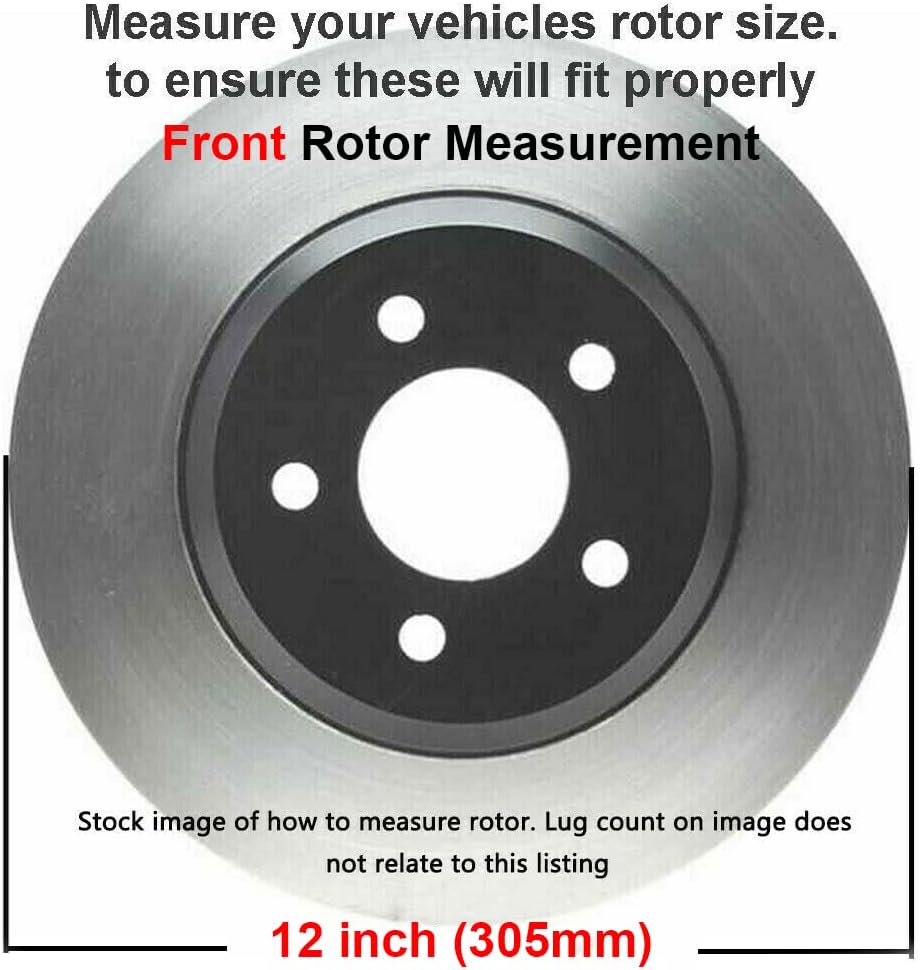 12 Front & Rear Drilled & Slotted Rotors + Ceramic Pads 10pc Set Z168743