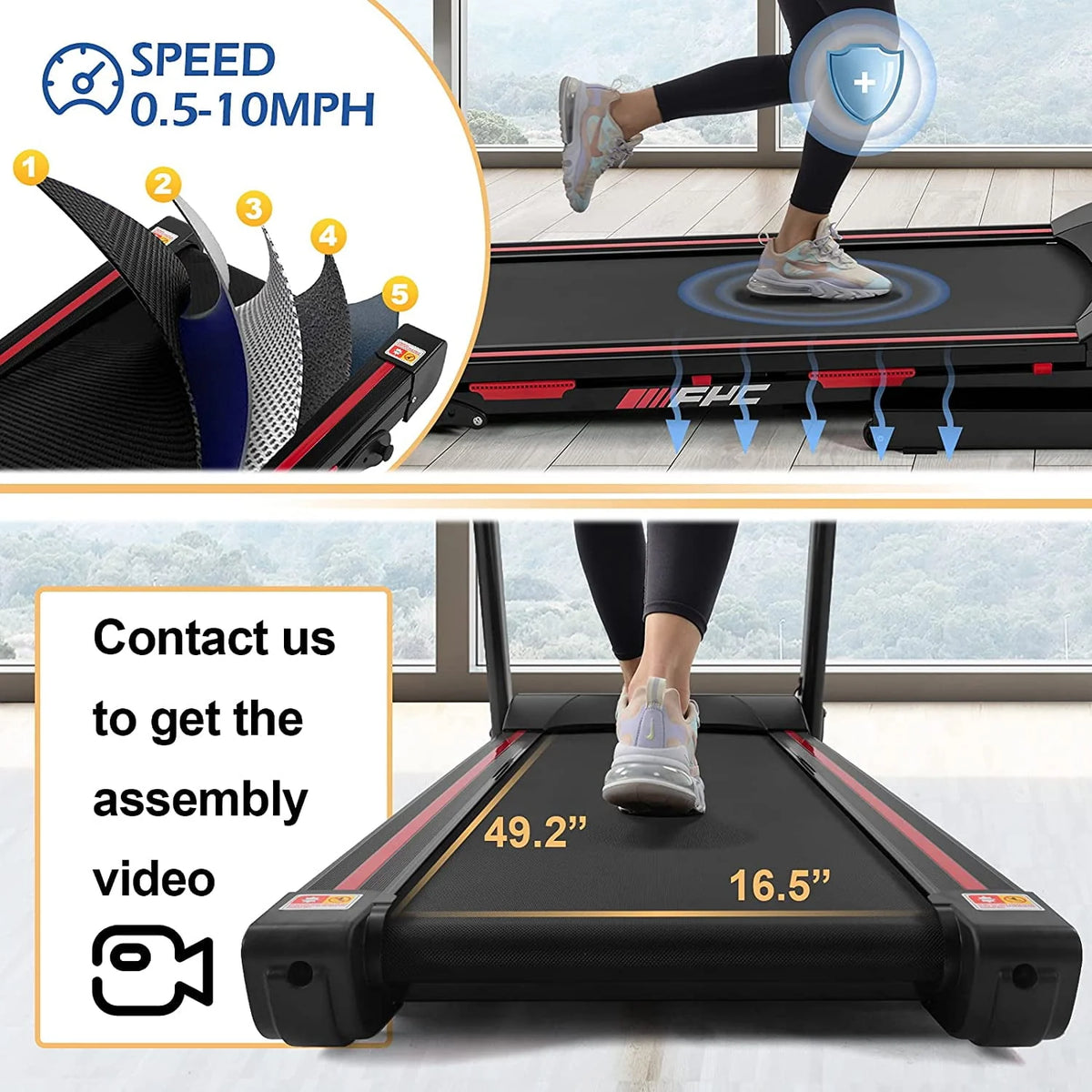 Folding Treadmill with Incline, 3.5HP H128