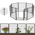 8 Panel Black Metal Garden Fence with Gate U7223