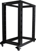 22U 4-Post Open Frame Server Network Rack with Casters Black U624