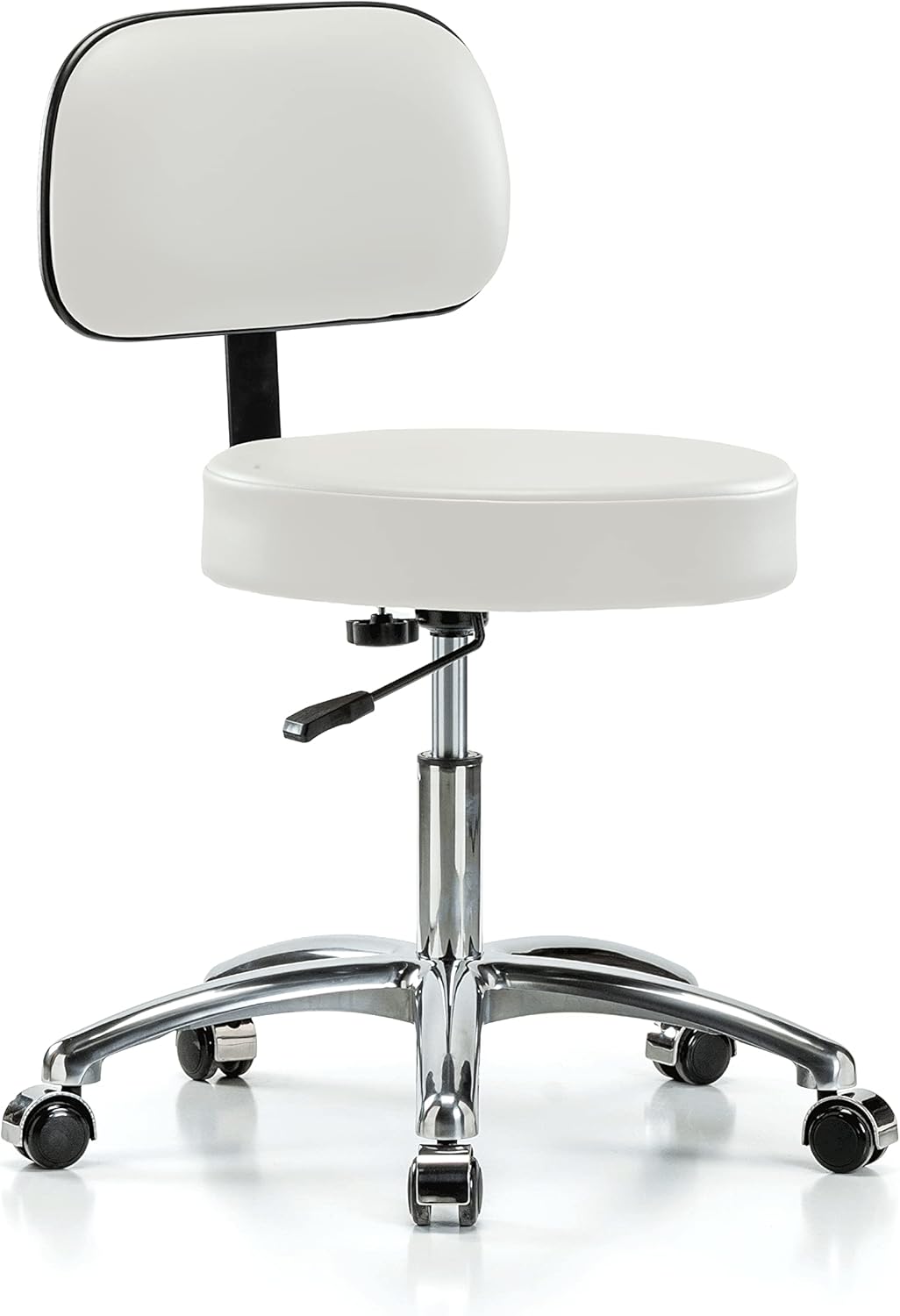 Chrome Height Adjustable Exam Stool with Back G27848