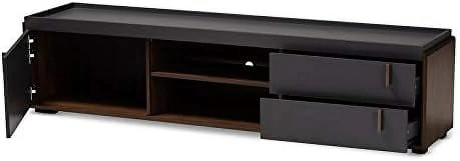 Gray and Walnut Wood TV Stand P428362