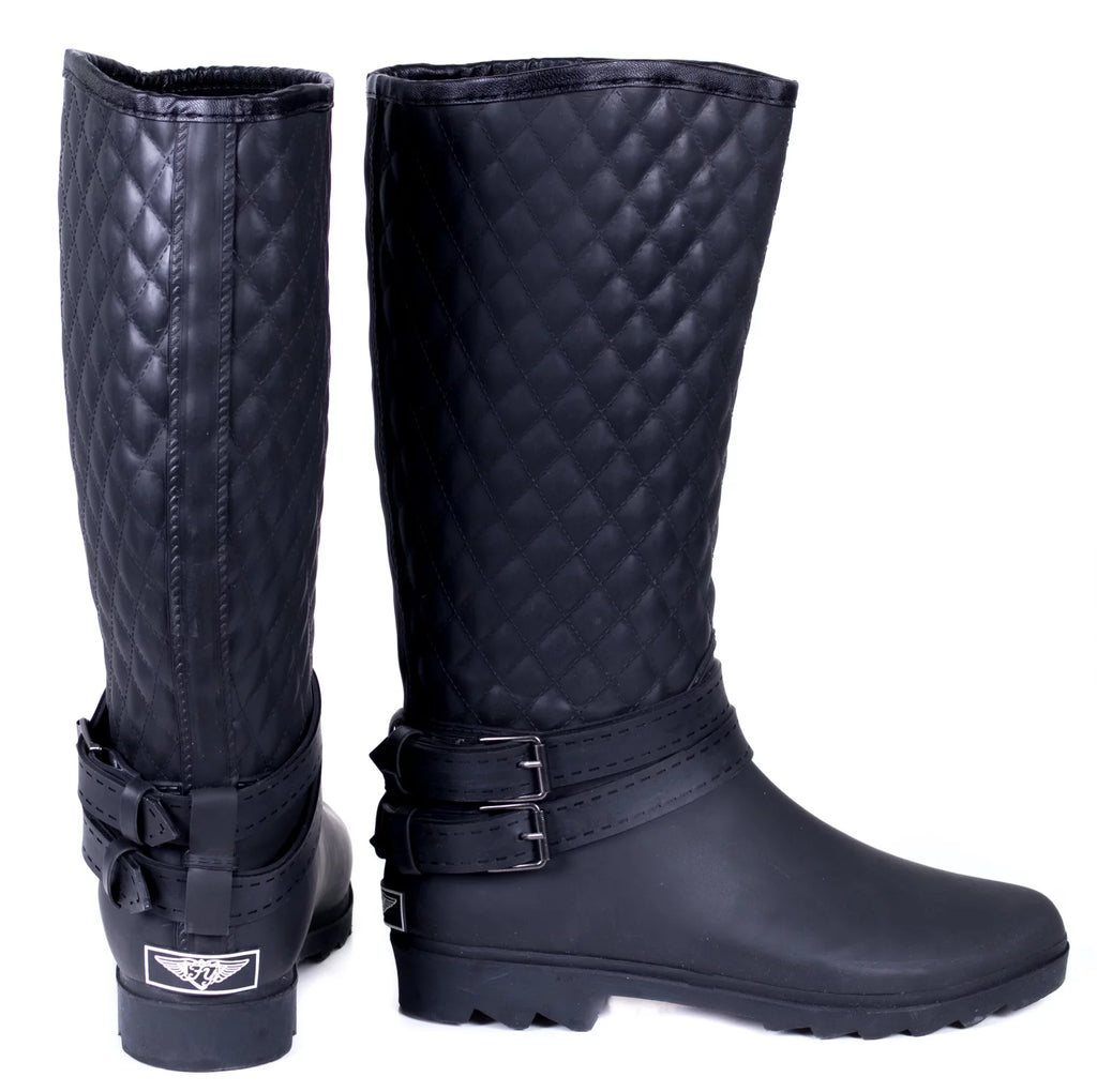 Quilted Double Buckle Tall Rain Boot R6606