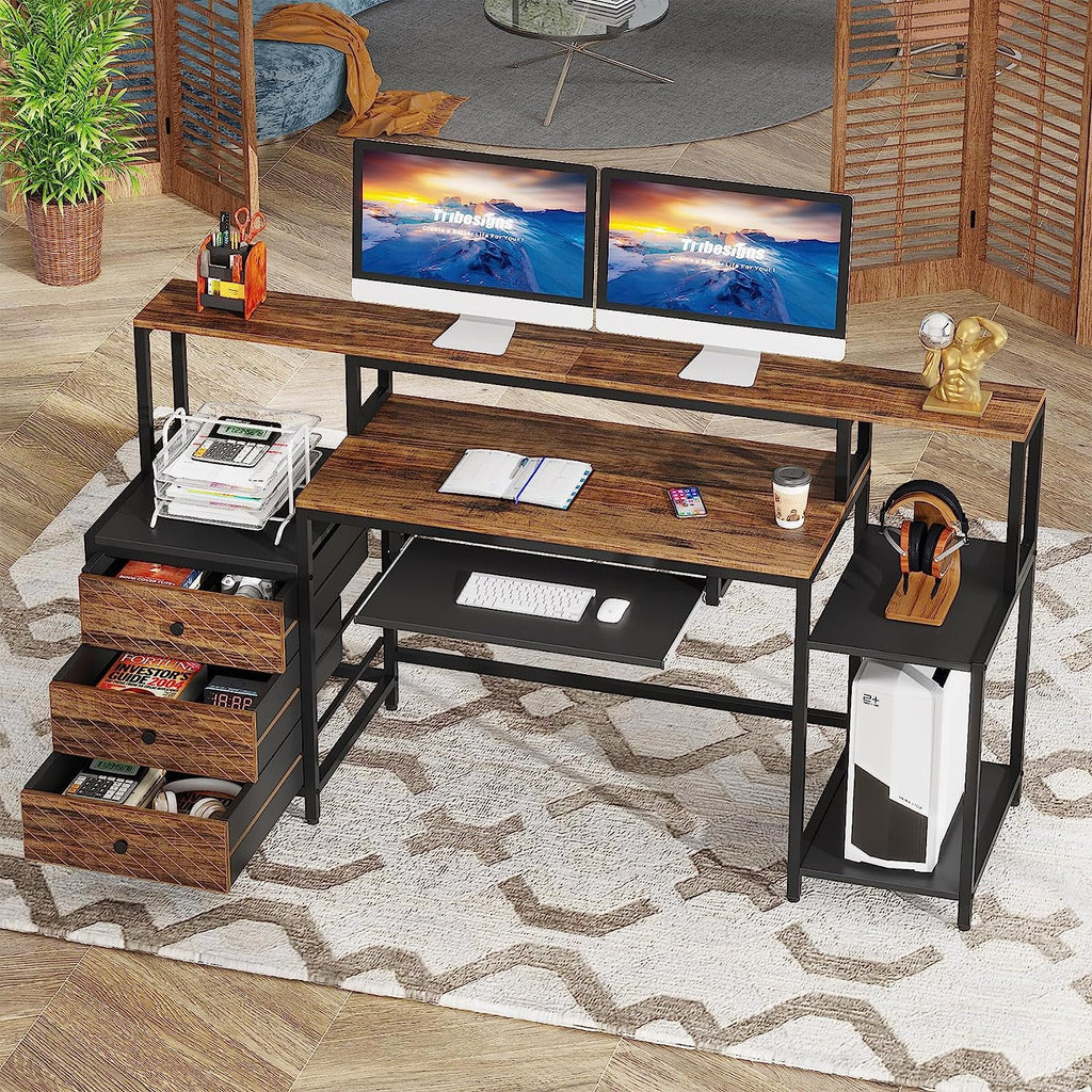 63 inches Computer Desk with 3 Drawers L43121