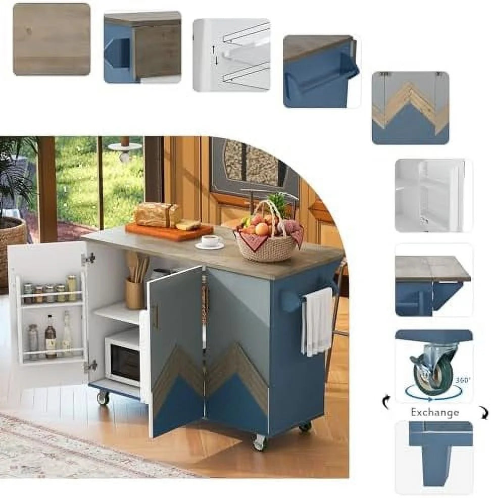 Rolling Kitchen Island with Power Outlet and Wheels Y63626