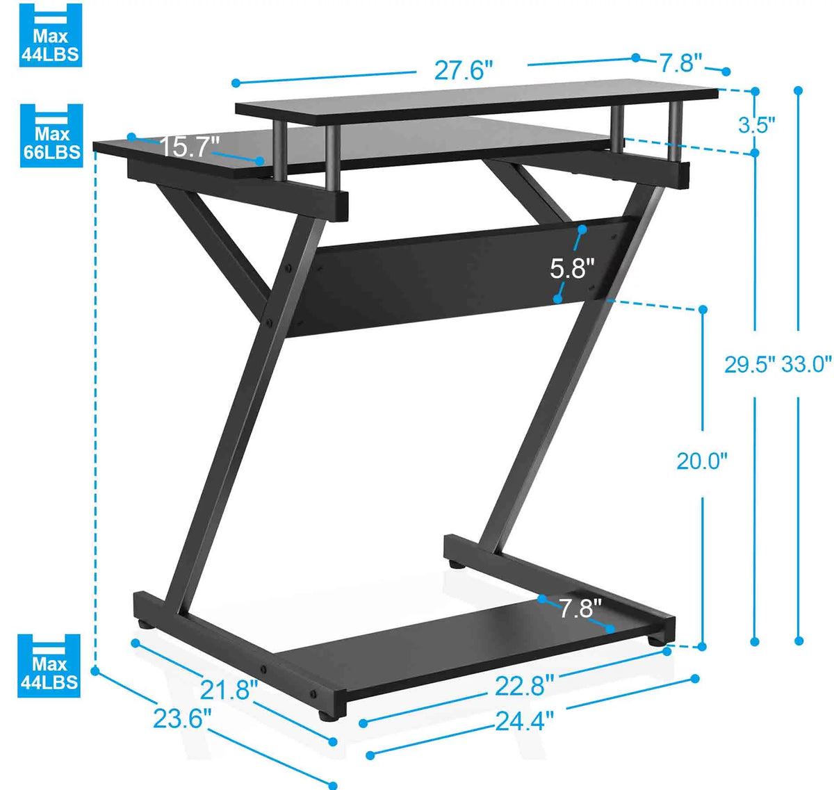27-Inch Computer Desk with Monitor Shelf M8486