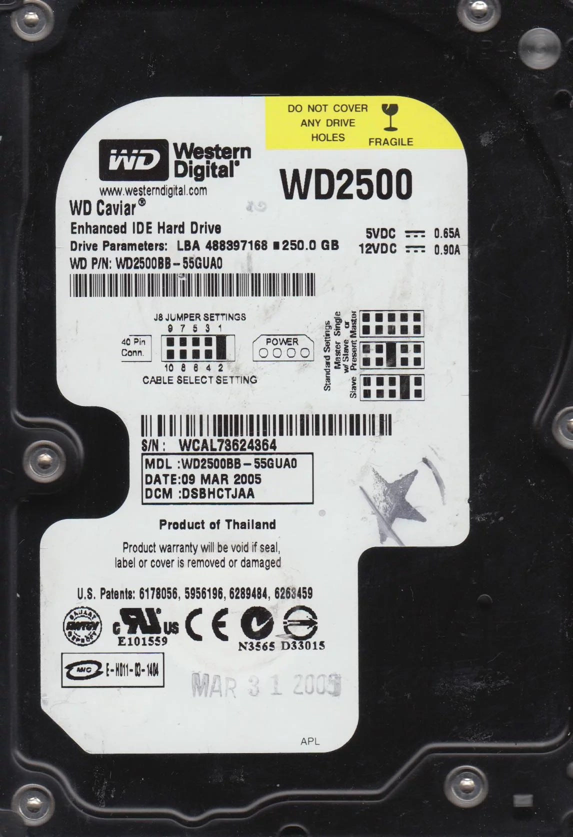 250GB IDE 3.5 Hard Drive W8731