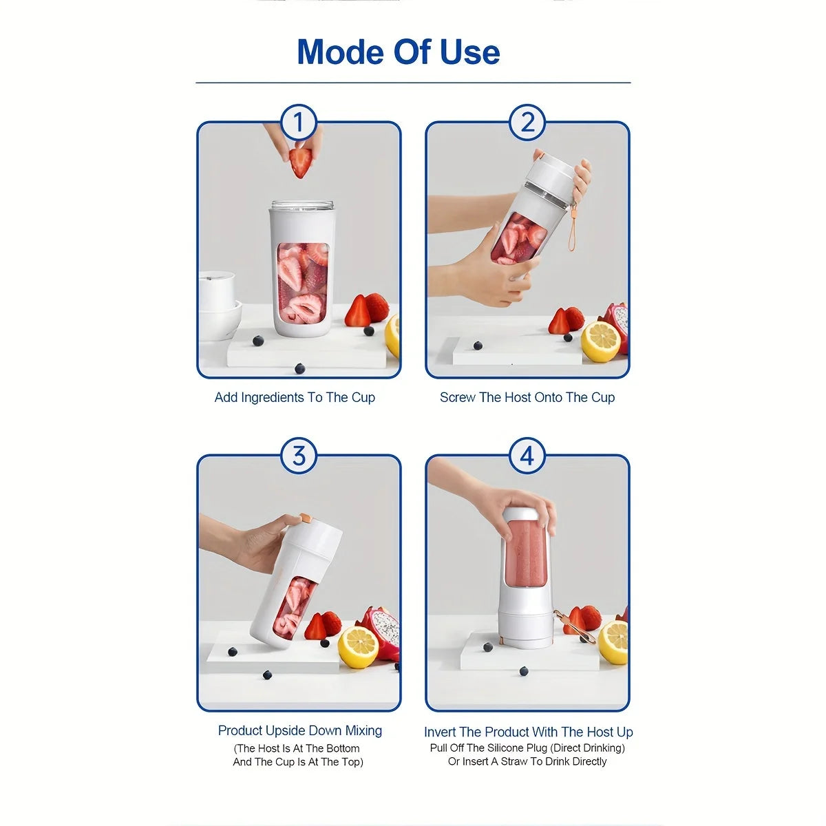 Rechargeable Mini Juicer Mixer Grinder with 10 Blades G132