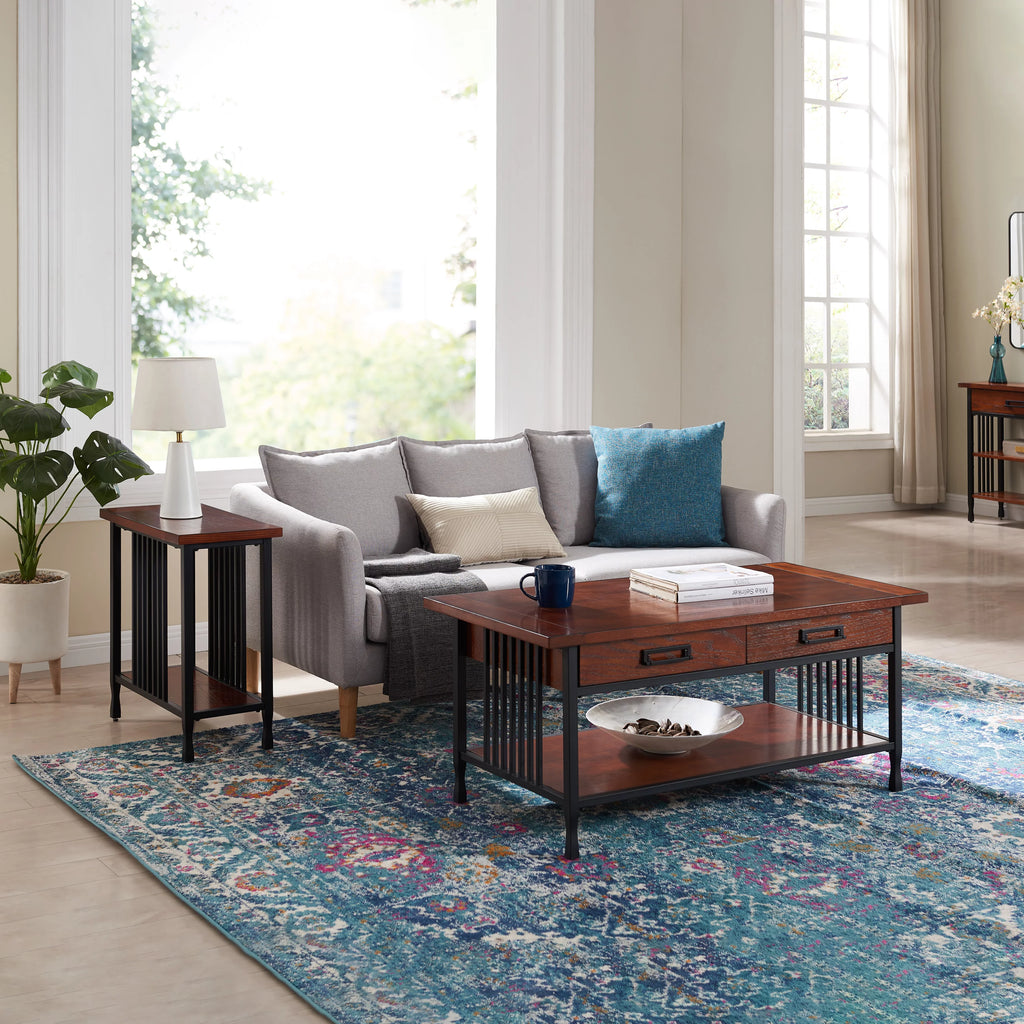 Rustic Two Drawer Coffee Table with Shelf H928224
