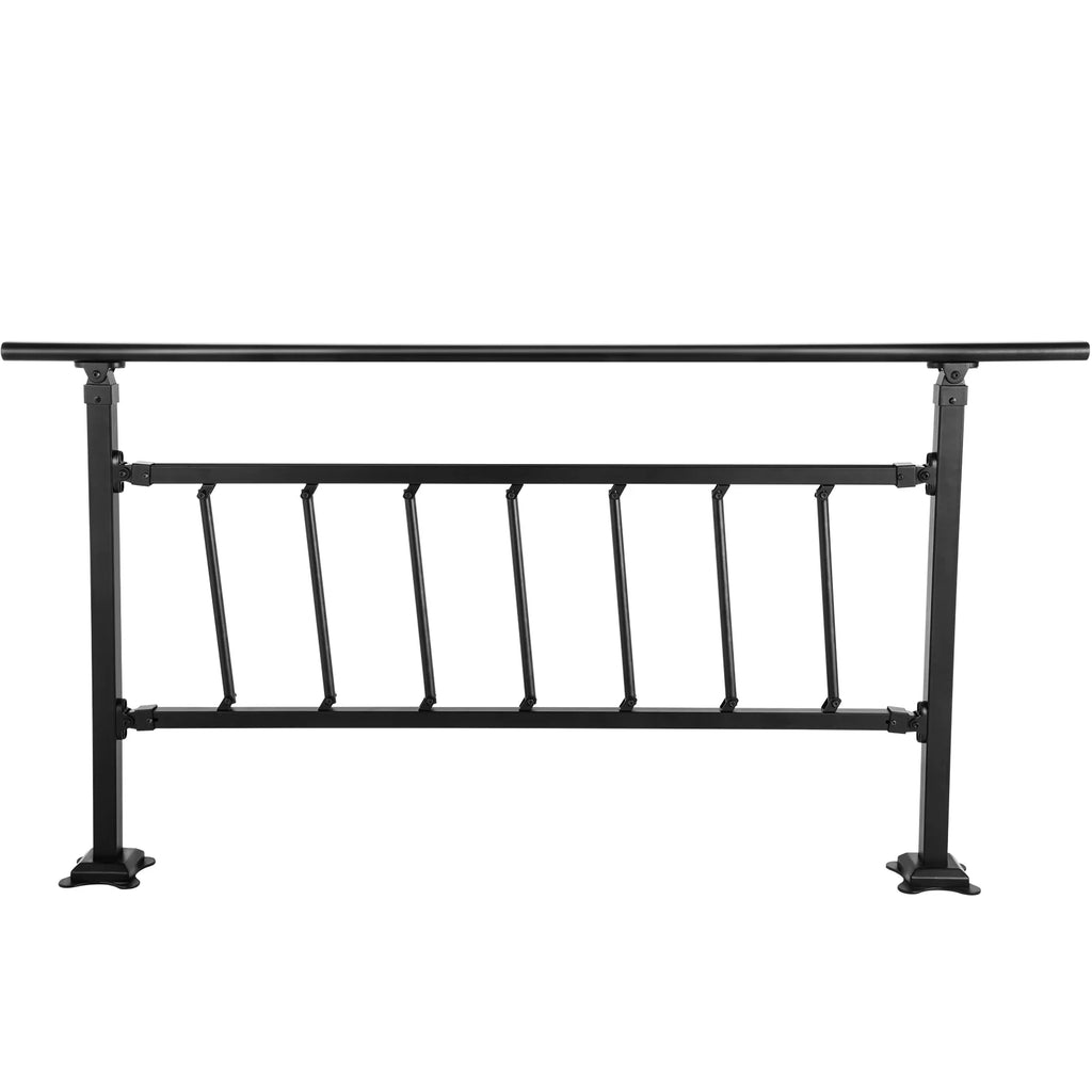 Outdoor Stair Handrail, Adjustable Wrought Iron, Matte Black B143998