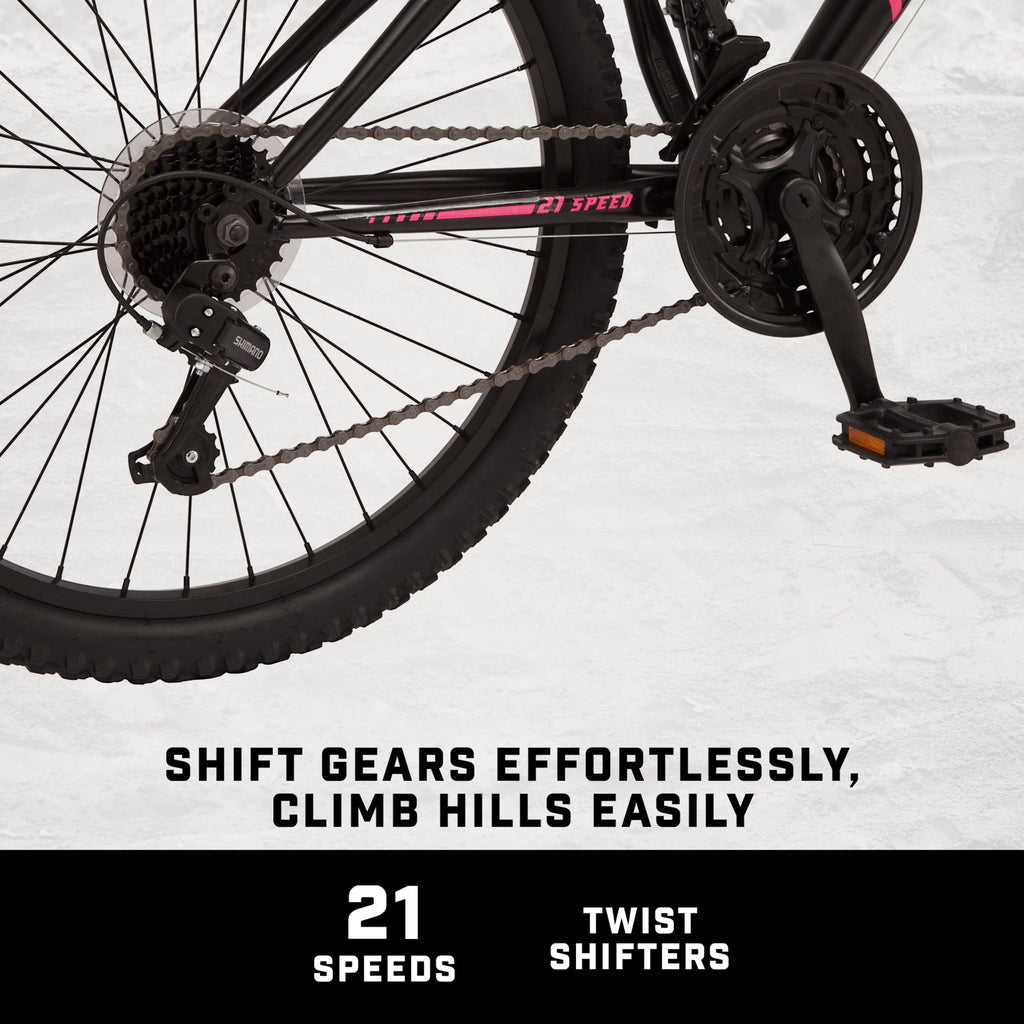 Black 24-in. 21 Speeds Mountain Bike Y6949