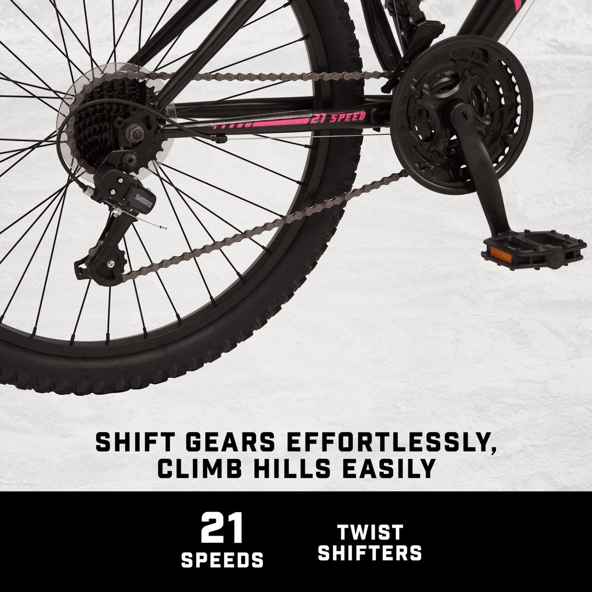 Black 24-in. 21 Speeds Mountain Bike Y6949