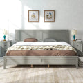 Gray Solid Wood Platform Bed Frame with Headboard F94418
