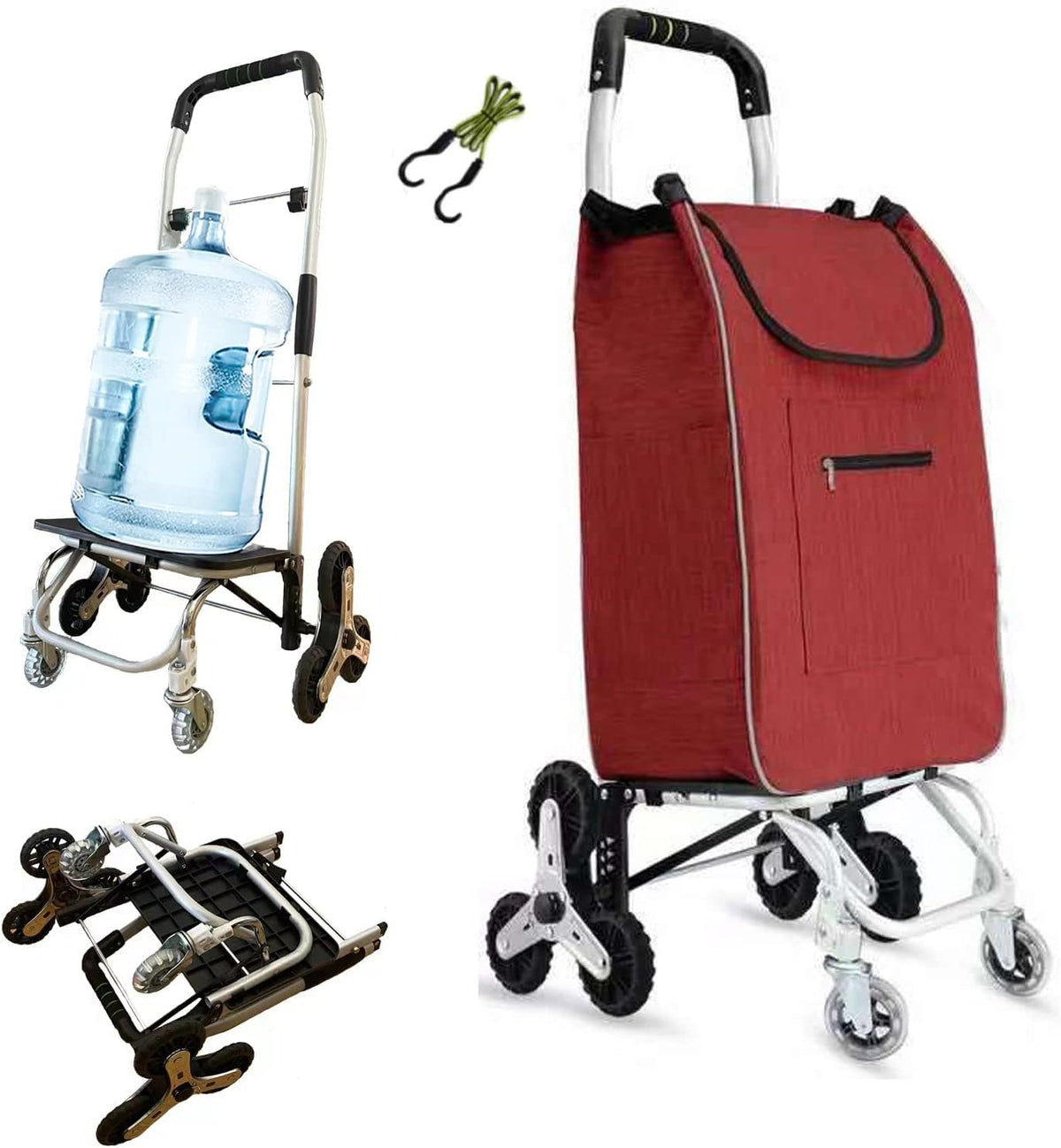 Foldable Grocery Cart with Aluminum Frame, 8 Wheel, Pack of 2 R95502