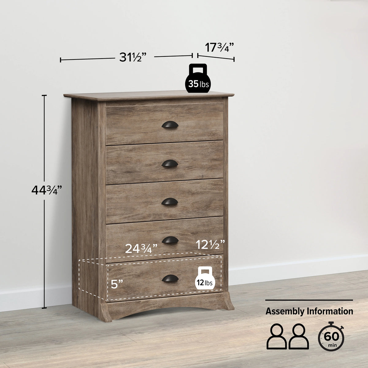 5 Drawer Chest Dresser C9501