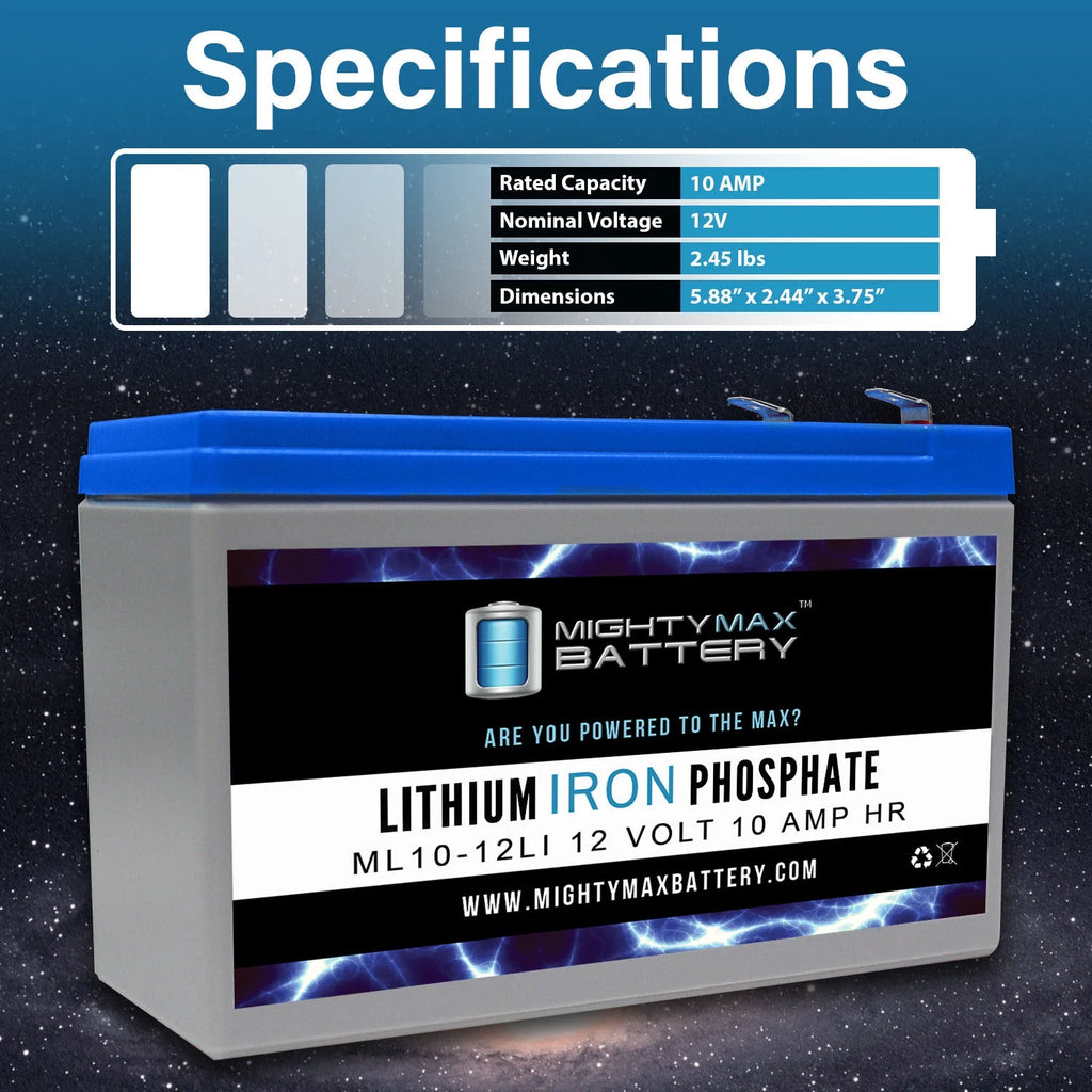 12V 10AH Lithium Replacement Battery 4 Pack T6355