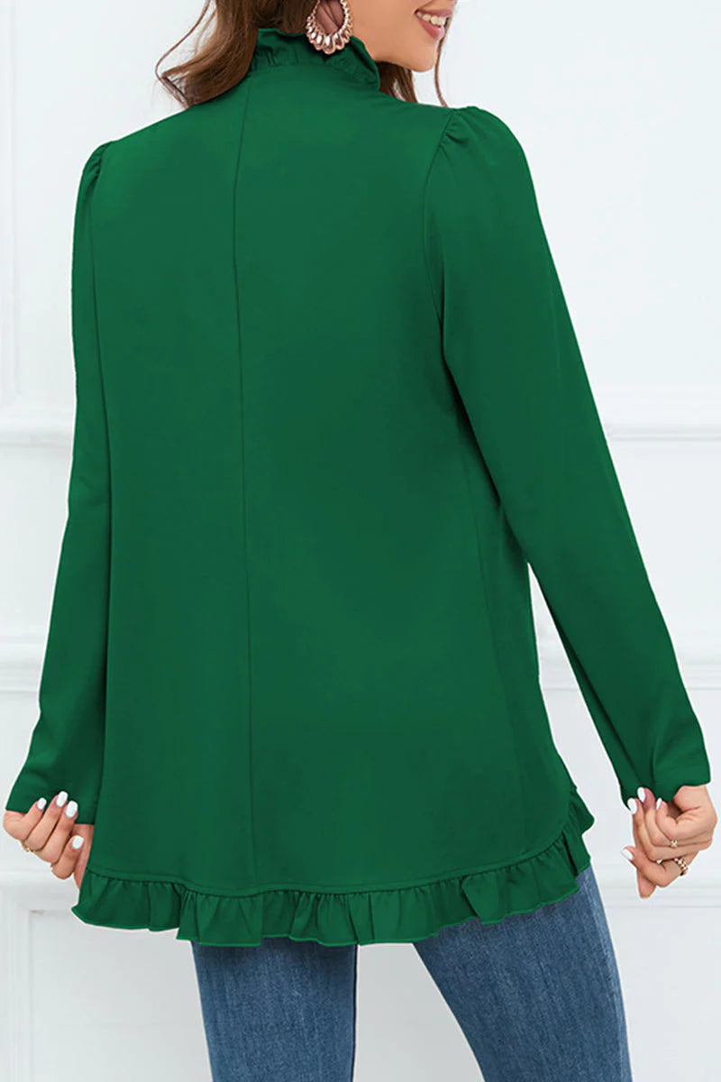 Solid Buckle Flounce Lotus Leaf Collar Outerwear H8598