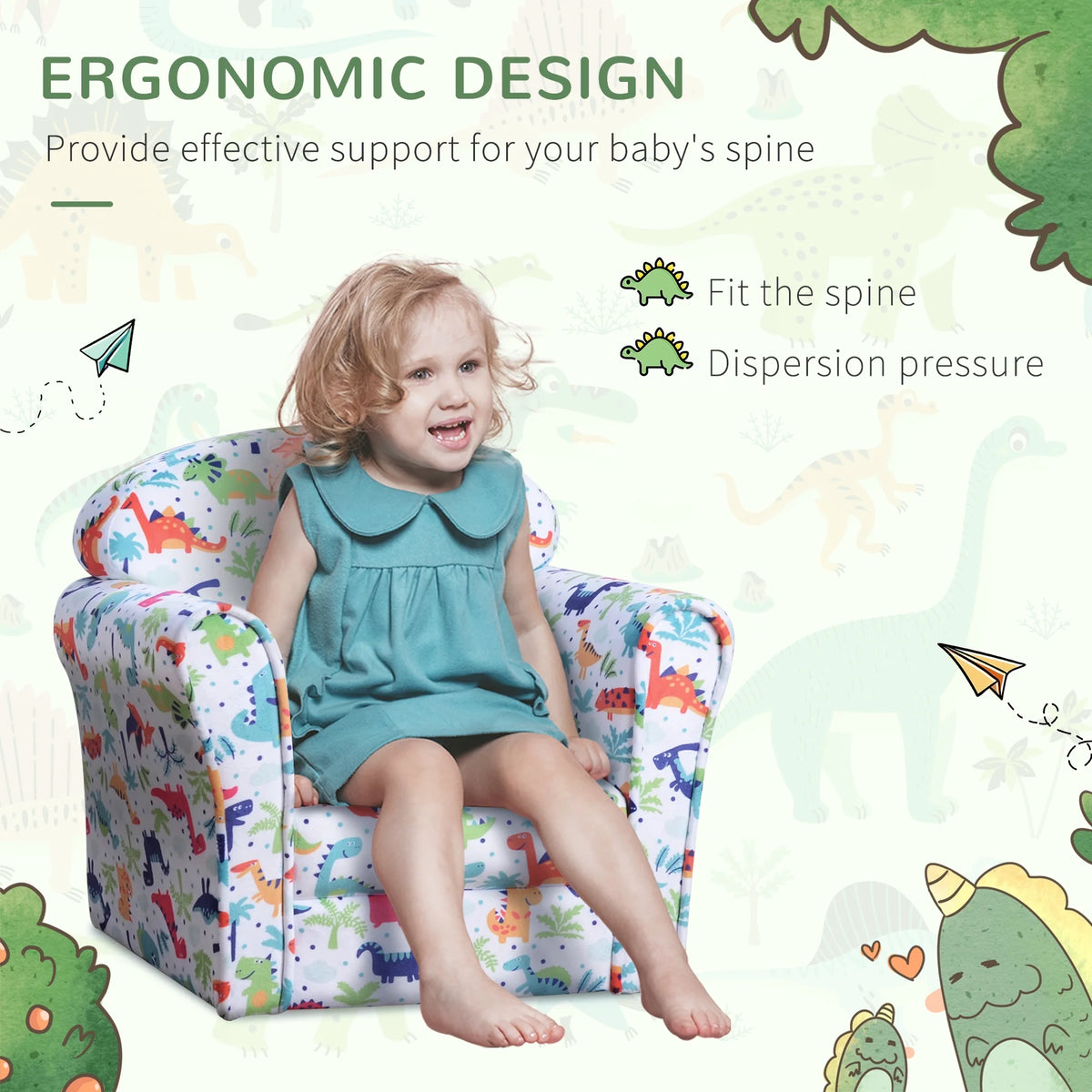 Kid's Sofa Armchair with Dinosaur Design B84019