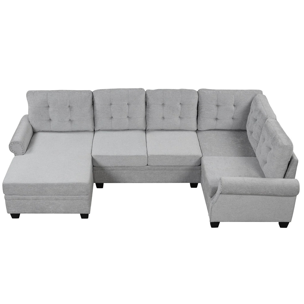 120" U-Shaped Corner Sectional Sofa Grey Z206966