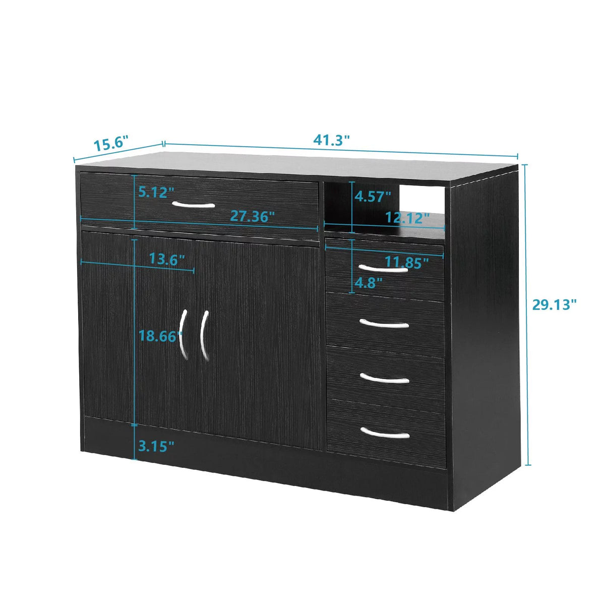 5 Drawer Black Storage Cabinet T649933