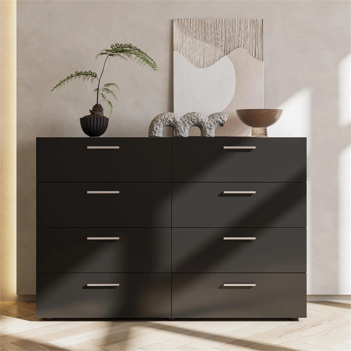 Black 6 Drawer Wood Dresser Y269100
