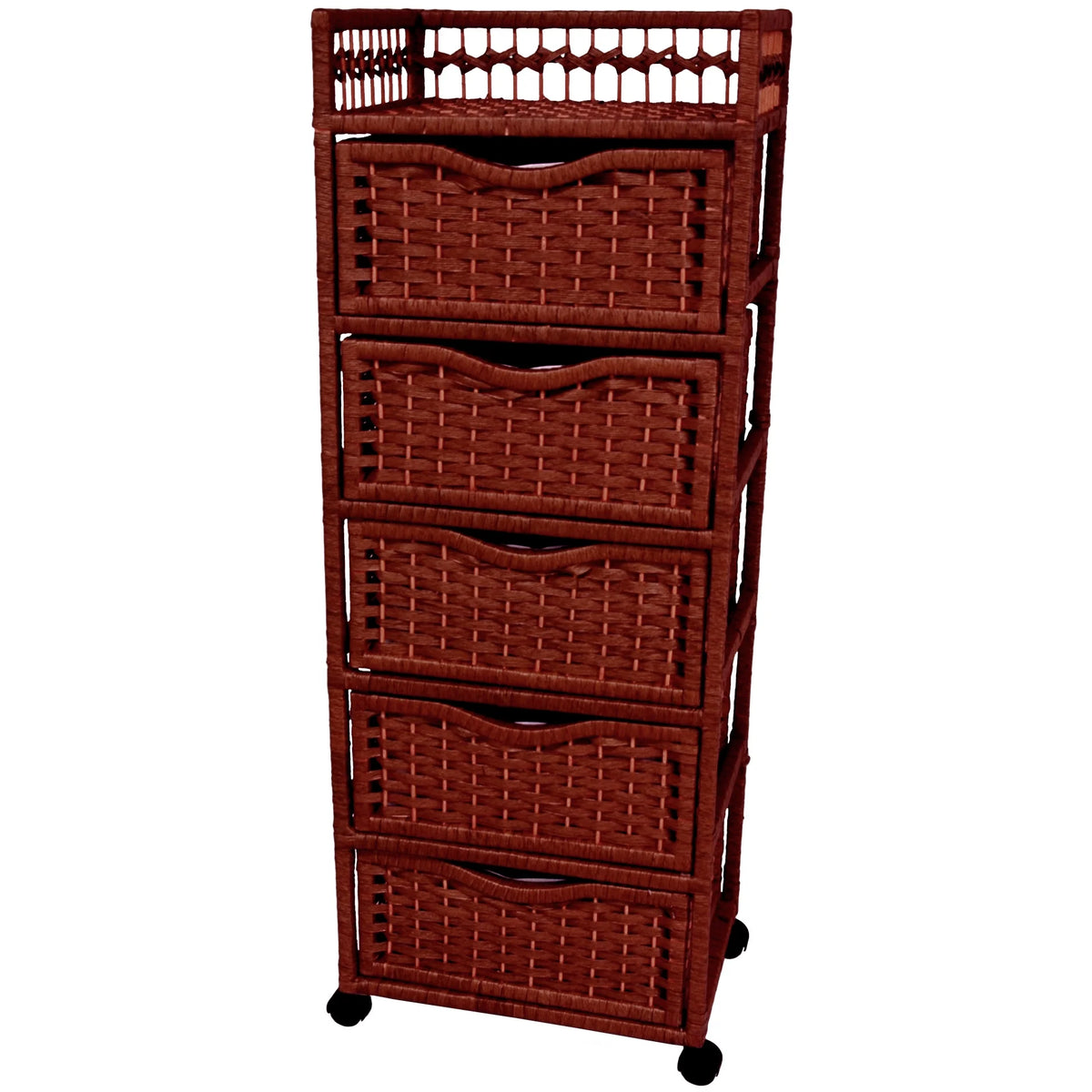 46" Natural Fiber Chest of Drawers on Wheels R8510