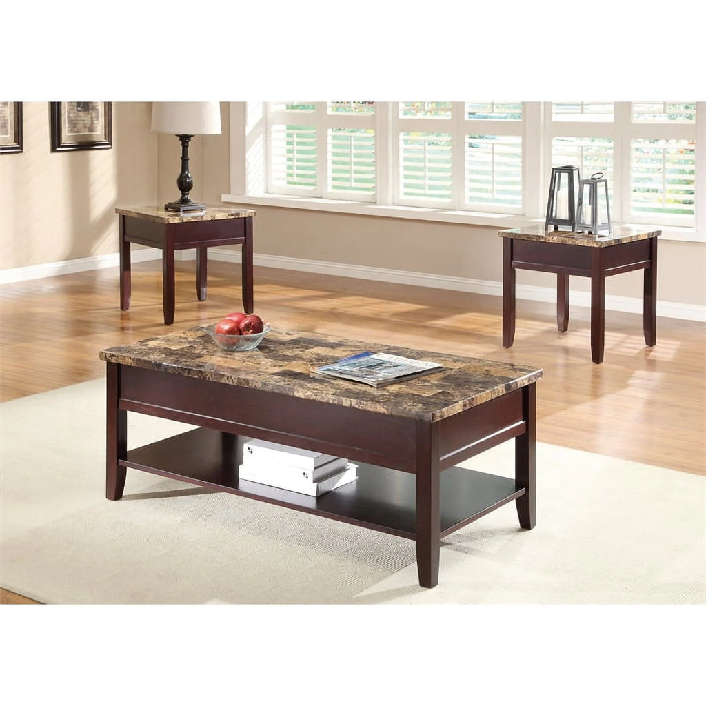 Dark Cherry Faux Marble Top End Table K134
