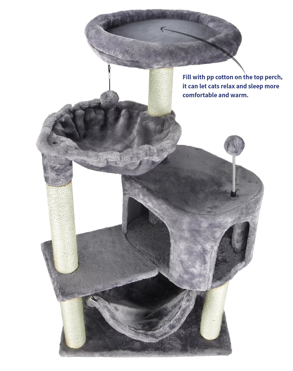 39.37" Cat Tree Cat Tower with Condo and Hammock V68115