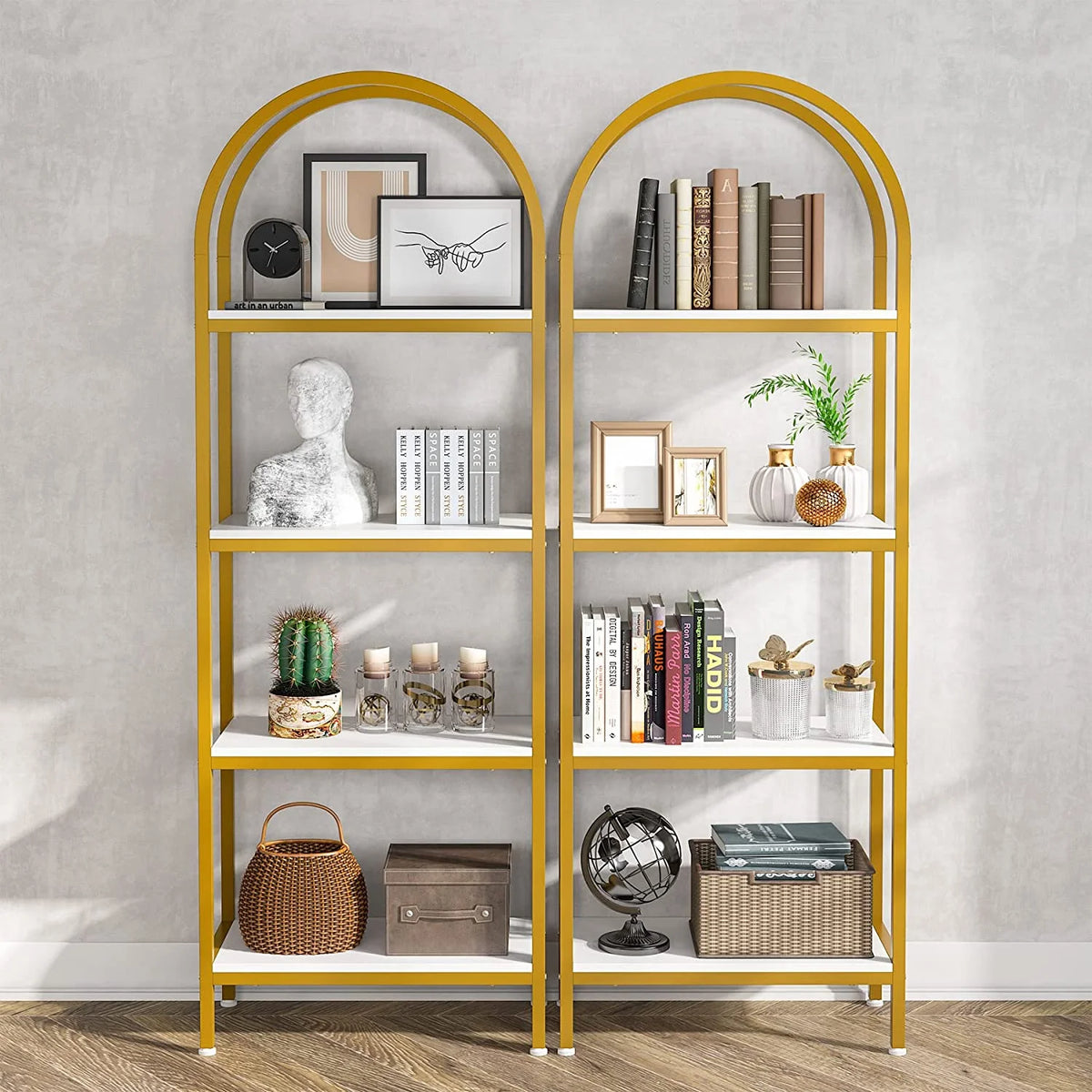 4-Tier 70.8" Arched Bookshelf with Metal Frame Q609321