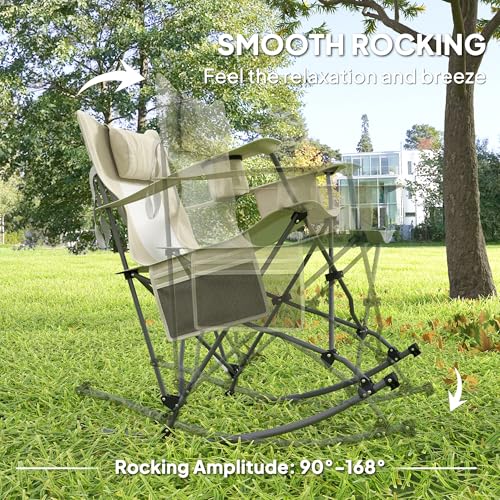 Black Folding Rocking Camping Chairs with Carry Bag, 2 Pack F945