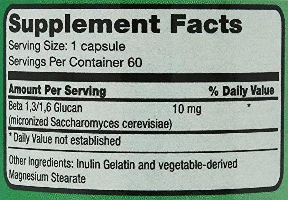 Beta Glucan 10 Milligrams 60 Capsules W672