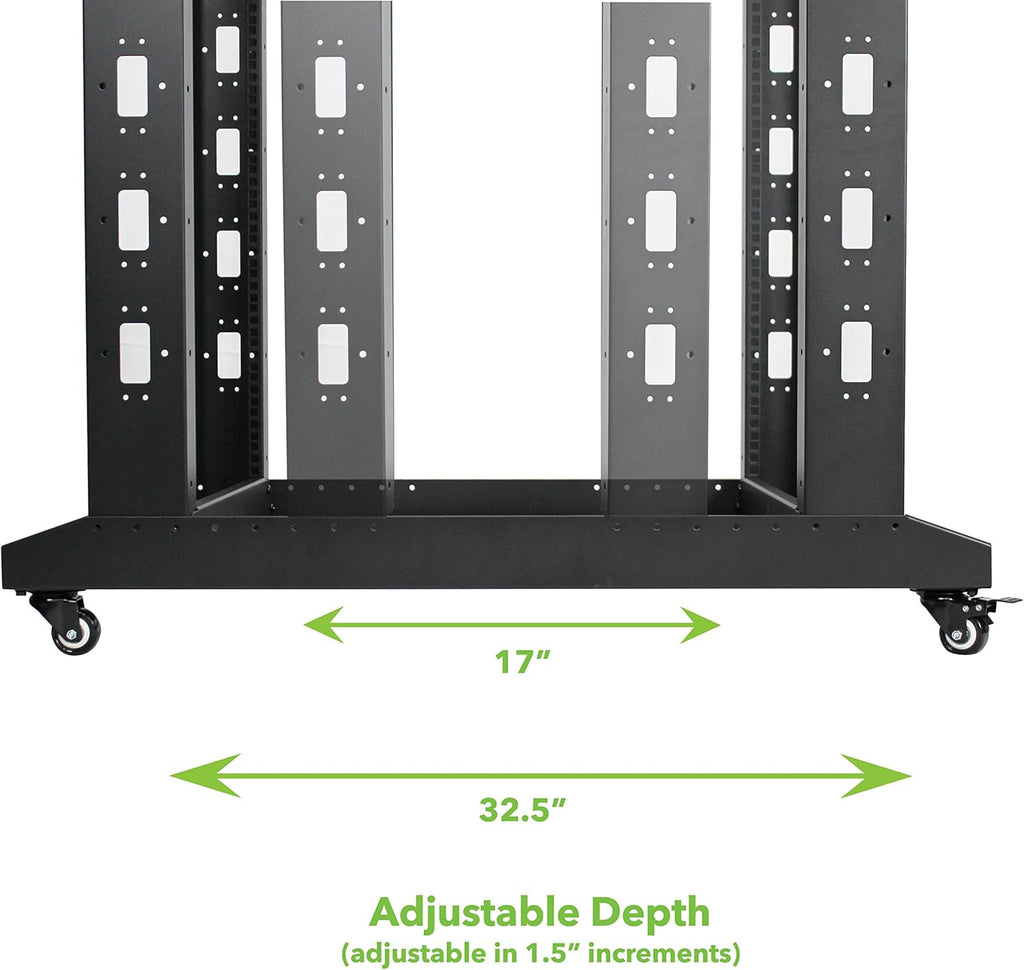 22U 4-Post Open Frame Server Network Rack with Casters Black U624