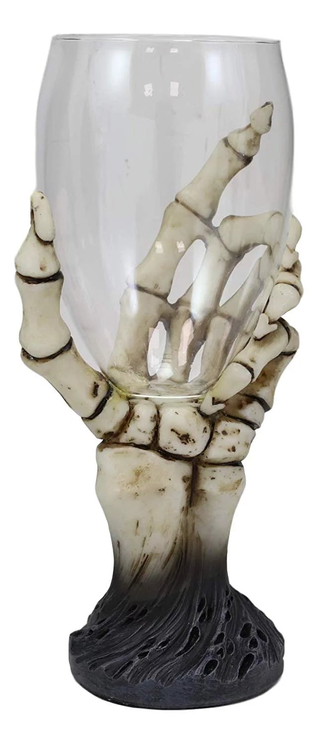 Gothic Skeleton Hand Wine Goblet Glass Chalice U41697