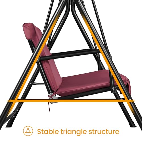 3-Seat Outdoor Swing Chair with Adjustable Canopy & Removable Cushion D7805
