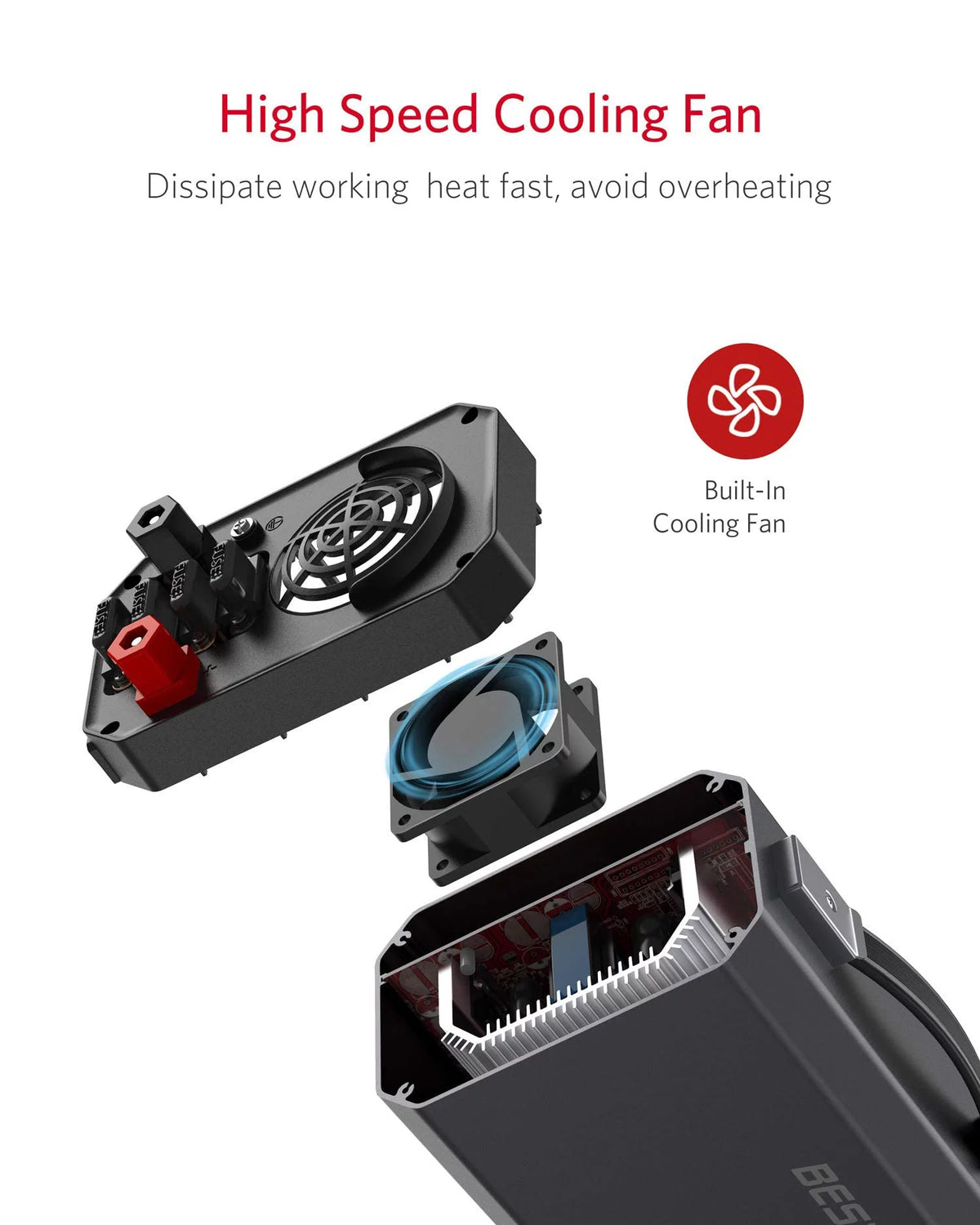1200W Power Inverter DC 12V to 110V AC Converter with LCD Display Dual USB Car Charger B418
