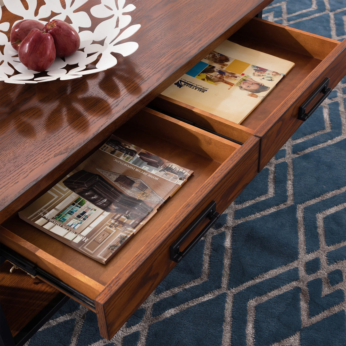Rustic Two Drawer Coffee Table with Shelf H928224