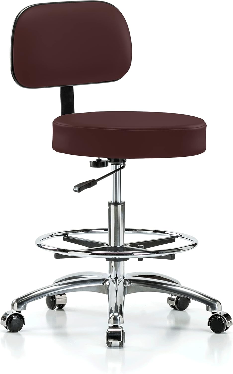 Chrome Height Adjustable Exam Stool with Back G27848