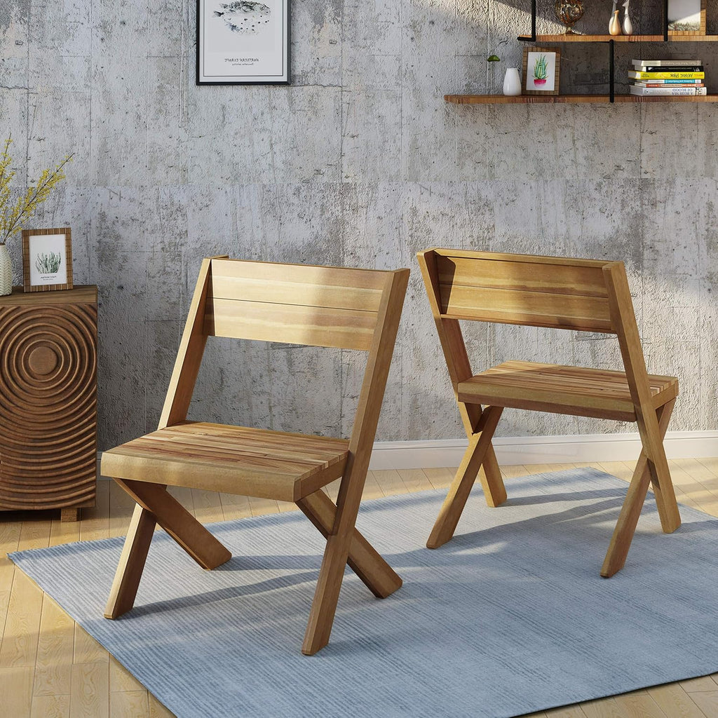 Acacia Wood Chairs Set of 2 Z267