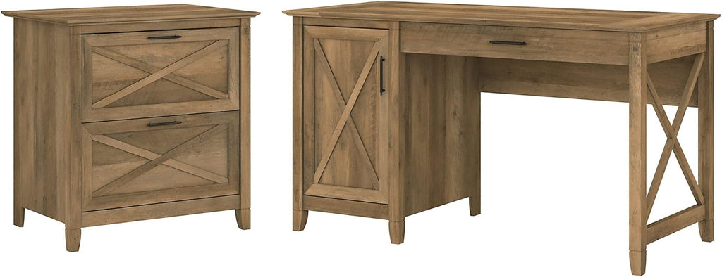 54W Cape Cod Gray Computer Desk with Storage and 2 Drawer File Cabinet G328