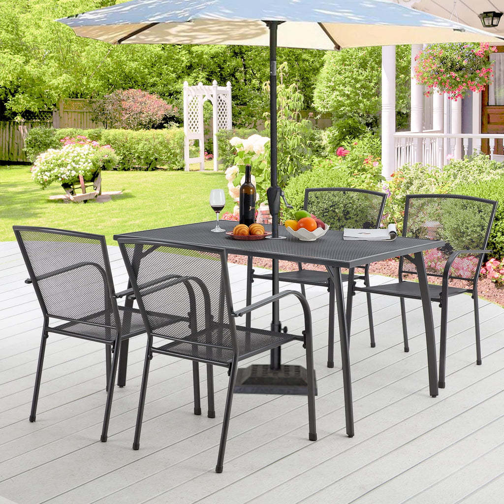 5-Piece Metal Patio Dining Set with 4 Stackable Chairs I416418