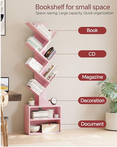 6 Tier Tree Bookshelf with Storage Cabinet O333236