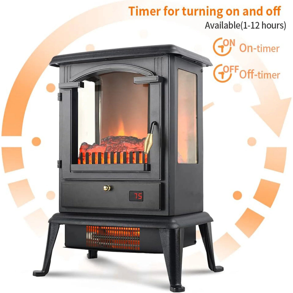 Freestanding Electric Fireplace Heater Stove with Remote (2 Pack) P15024