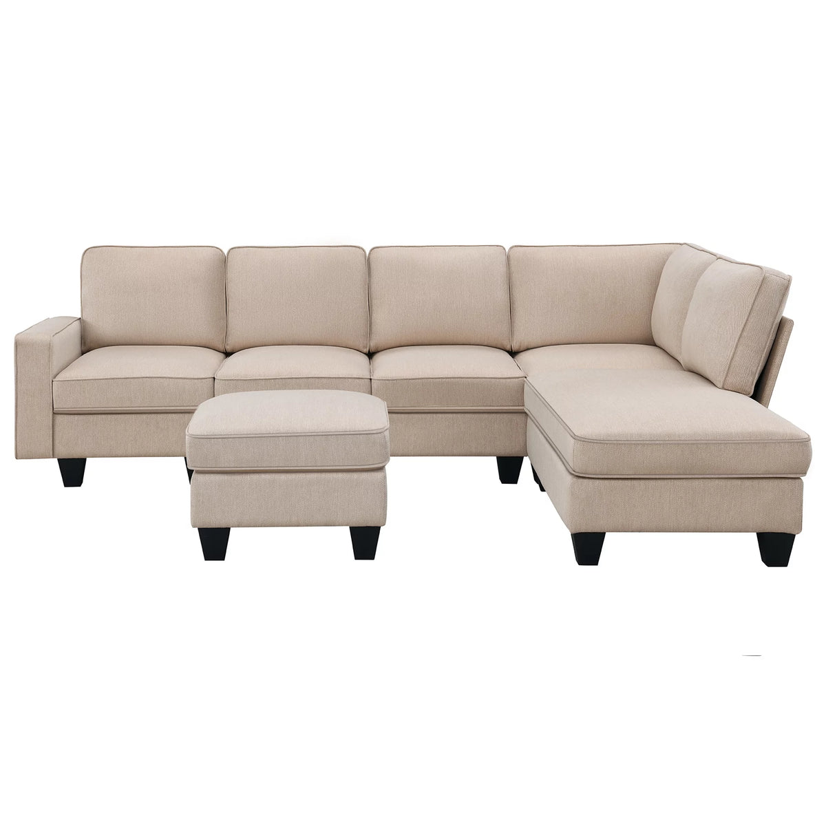 L Shaped Linen Sectional Sofa with Chaise N399153