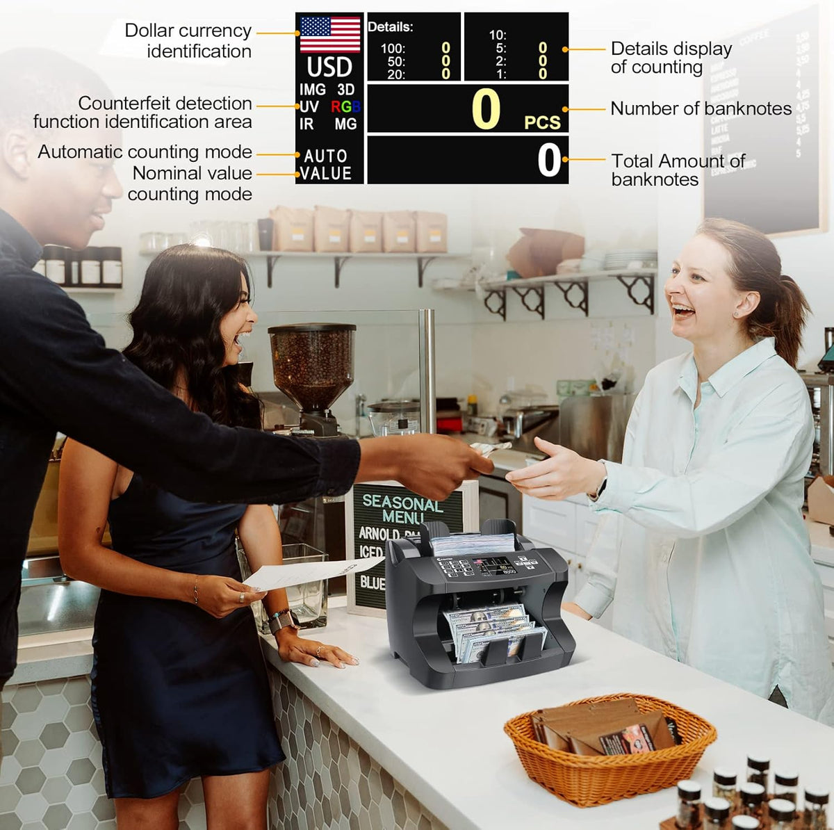 Money Counter Machine Mixed Denomination J2277
