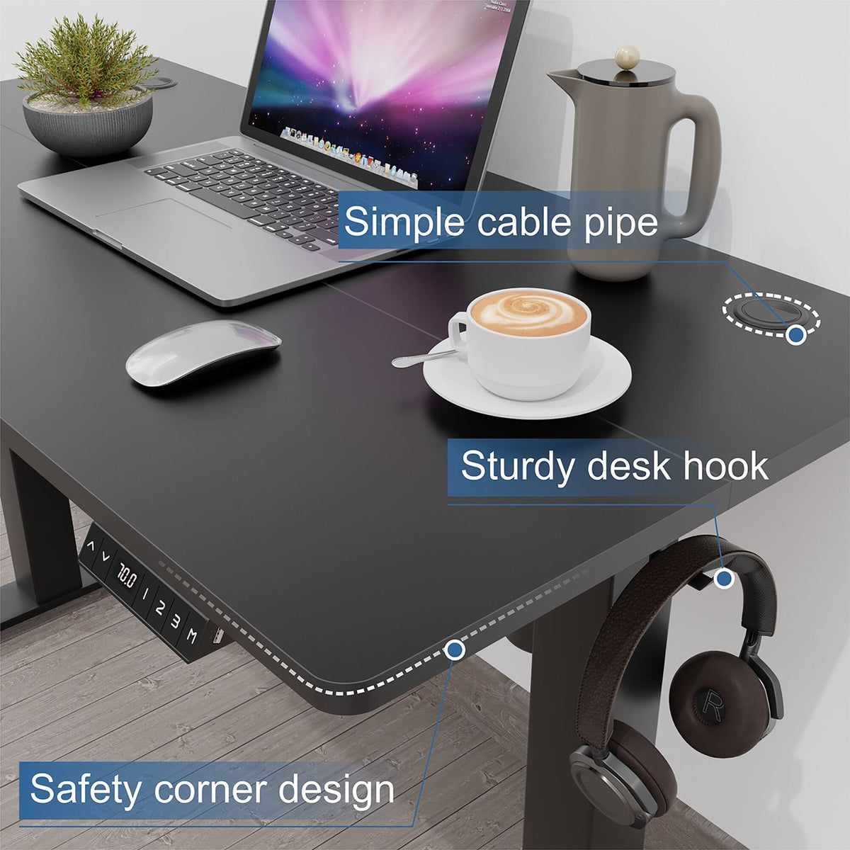 Black 48 x 24 Height Adjustable Electric Standing Desk Y7352