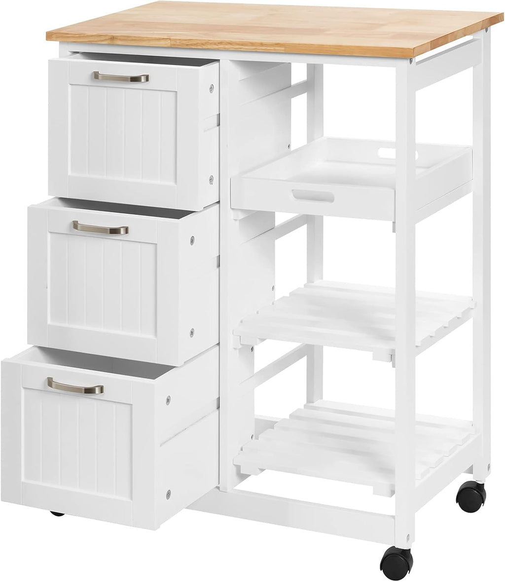 Black Kitchen Island Cart with Storage & Wheels B903