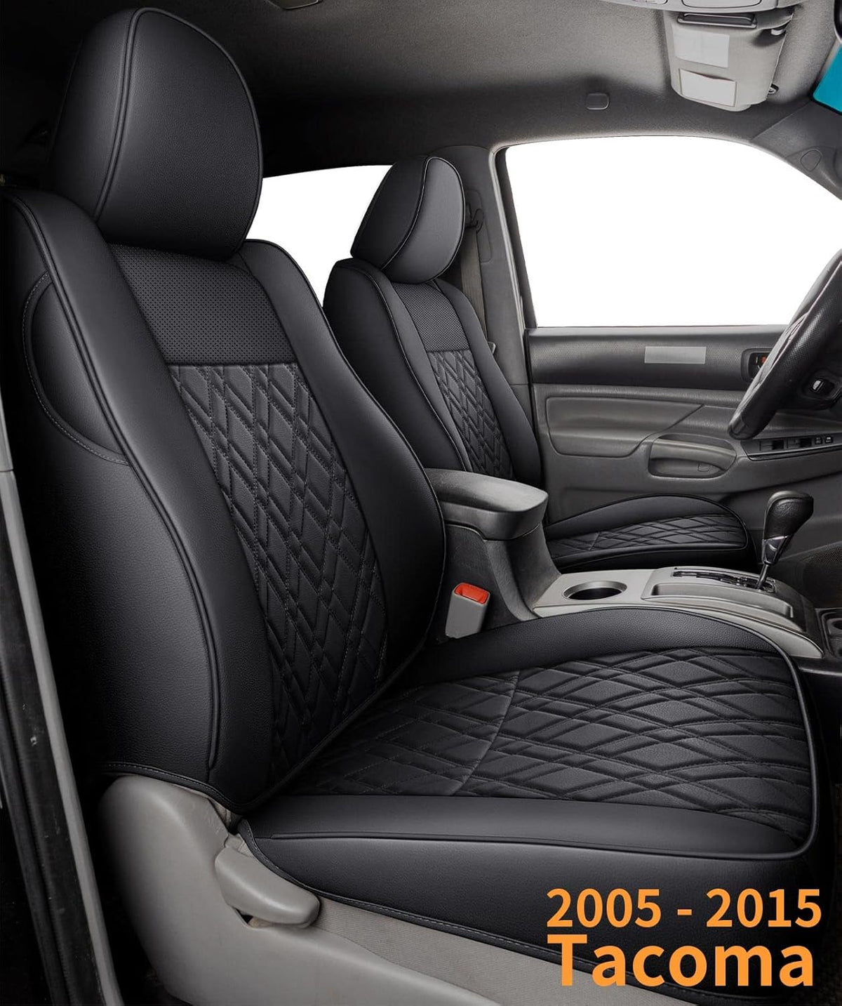 Tacoma Seat Covers Water Proof Faux Leather FullSet Black Gray S21815